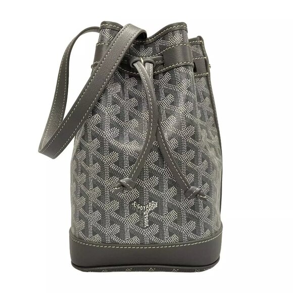 Goyard Handbags - GOYARD Petit Flot Bucket Bag Gray Coated Canvas Leather Shoulder Bag 2338-101424